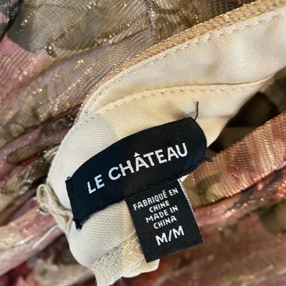 Le Château Metallic floral print deep V gown - Picture 7 of 9